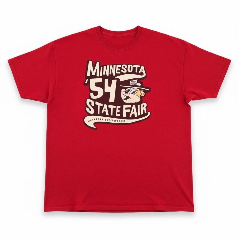Minnesota State Fair ’54 Gildan T-Shirt Red Retro Graphic 2XL Gopher Mascot